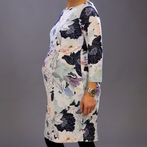 back interest floral maternity dress